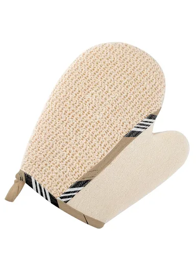 Premium Exfoliating Bath Mitt For Body Exfoliation At Home, Travel &amp; Spa - Beige