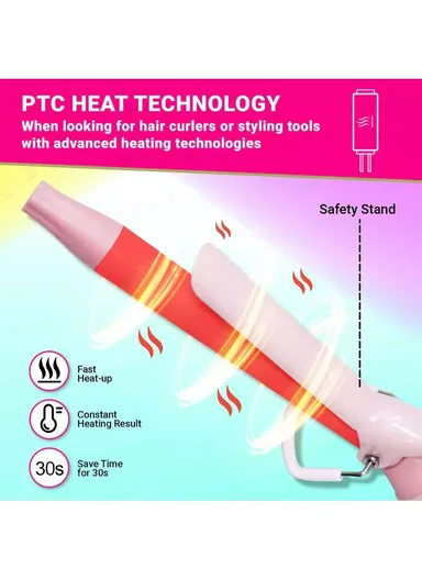 42W Professional 19mm Ceramic Electric Hair Curler With 220 C° Maximum Temperature &amp; Light Indicator V-565 - Green