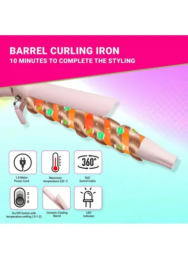 42W Professional 19mm Ceramic Electric Hair Curler With 220 C° Maximum Temperature &amp; Light Indicator V-565 - Green