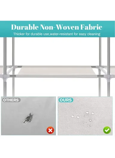 Large Capacity Plastic &amp; Stainless Steel Portable Wardrobe Storage Cabinet CL-150 (W150 x D45 x H170)cm - Navy Blue