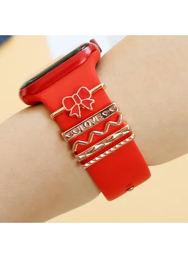 Universal Smart Watch Band Charms, Metal Decorative Charms, Loops Watch Strap Ornaments with Rhinestone (without Strap) - Style C