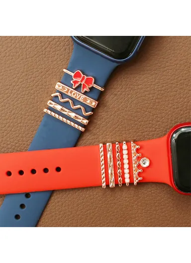Universal Smart Watch Band Charms, Metal Decorative Charms, Loops Watch Strap Ornaments with Rhinestone (without Strap) - Style D