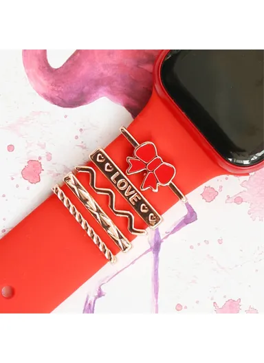 Universal Smart Watch Band Charms, Metal Decorative Charms, Loops Watch Strap Ornaments with Rhinestone (without Strap) - Style A