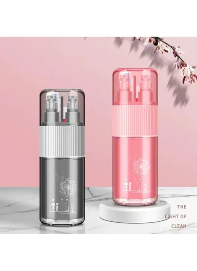 Travel Toothbrush Holder Mouthwash Cup Storage Box Set (No FDA Certificate, BPA-free) - Sapphire