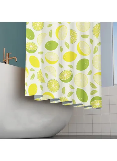 Shower Curtain with Hooks 3D Fruit Pattern Polyester Fabric Mildew Resistant Curtain (W120 x H180)cm - SG-009