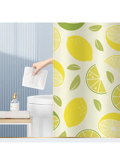 Shower Curtain with Hooks 3D Fruit Pattern Polyester Fabric Mildew Resistant Curtain (W120 x H180)cm - SG-005