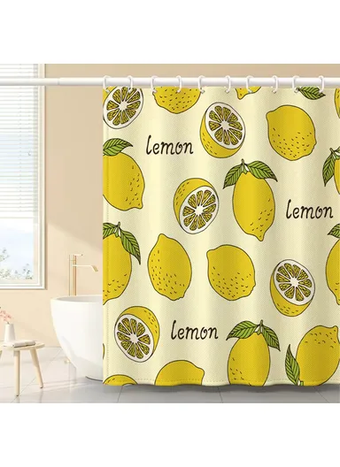 Shower Curtain with Hooks 3D Fruit Pattern Polyester Fabric Mildew Resistant Curtain (W120 x H180)cm - SG-005