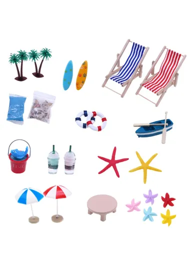 Mini Beach Set Miniature Model Ornament Summer Ocean Simulation Scene Photo Decoration Props