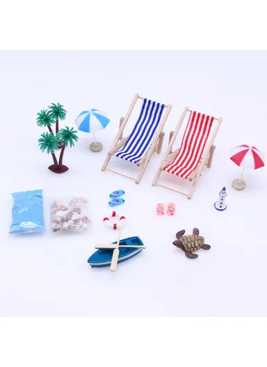 Mini Beach Set Miniature Model Ornament Summer Ocean Simulation Scene Photo Decoration Props