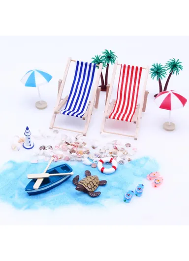 Mini Beach Set Miniature Model Ornament Summer Ocean Simulation Scene Photo Decoration Props