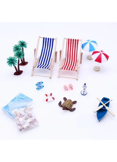 Mini Beach Set Miniature Model Ornament Summer Ocean Simulation Scene Photo Decoration Props