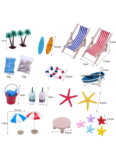Mini Beach Set Miniature Model Ornament Summer Ocean Simulation Scene Photo Decoration Props