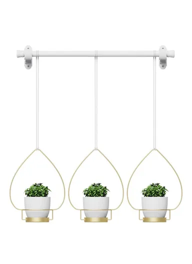 3 Set Hanging Flower Pot with Extendable Hanging Rod Garden Basket Wall-Mounted Flowerpot 001-ZJ-YXH001 - Gold