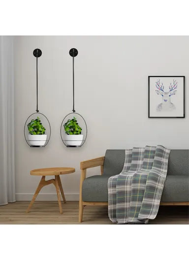 2-in-1 Hanging Planter Basket Wall-mounted Indoor Flower Pot Holder with Hooks 001