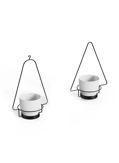 3-Pcs Hanging Flower Pot Wall-Mounted Gardening Plant Hangers With Extendable Rod 001- ZJ-YXH001 - Black Triangle