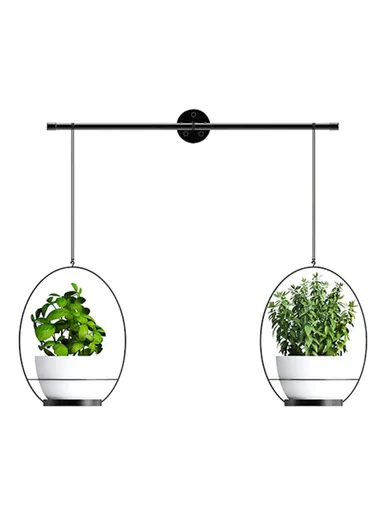 Hanging Flower Pots Wall-Mounted Planter Rod with Detachable Baskets (Set of 2) 001- Black