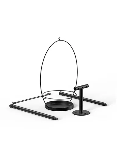 Hanging Flower Pots Wall-Mounted Planter Rod with Detachable Baskets (Set of 2) 001- Black