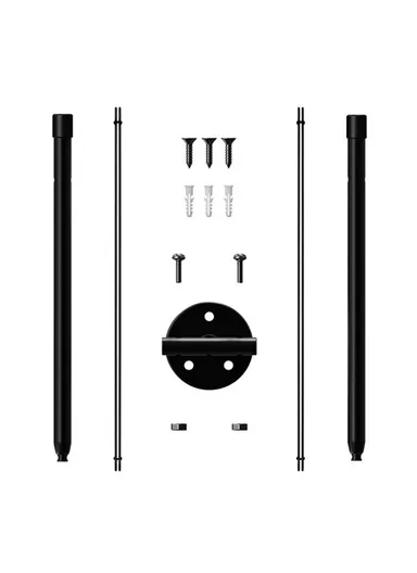 Hanging Flower Pots Wall-Mounted Planter Rod with Detachable Baskets (Set of 2) 001- Black