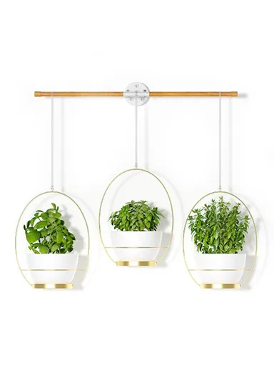 Set of 3 Hanging Plant Hangers Detachable Wall-Mounted Flower Pot Holder 001- ZJY-GT3 ZJY-GT2 - Gold