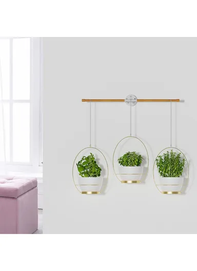 Set of 3 Hanging Plant Hangers Detachable Wall-Mounted Flower Pot Holder 001- ZJY-GT3 ZJY-GT2 - Gold