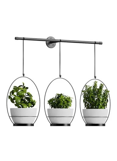Set of 3 Hanging Plant Hangers Detachable Wall-Mounted Flower Pot Holder 001- ZJY-GT3 ZJY-GT2 - Black