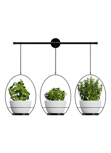 Set of 3 Hanging Plant Hangers Detachable Wall-Mounted Flower Pot Holder 001- ZJY-GT3 ZJY-GT2 - Black
