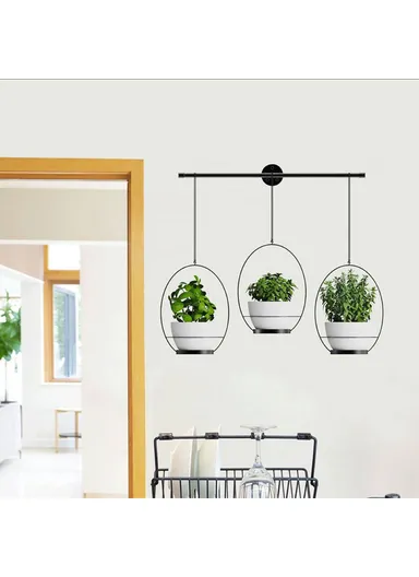 Set of 3 Hanging Plant Hangers Detachable Wall-Mounted Flower Pot Holder 001- ZJY-GT3 ZJY-GT2 - Black