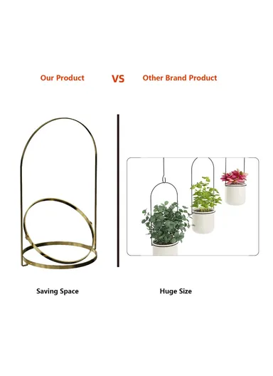 Detachable Wrought Iron Hanging Flower Pots with Plastic Baskets (Set of 3) 001-ZJY-PT3JB ZJY-PT3HB - Gold