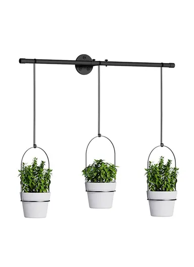 3-Pcs Detachable Wrought Iron Hanging Flower Pots With Plastic Baskets 001-ZJY-PT3JB ZJY-PT3HB - Black