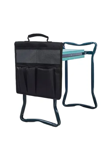 Portable Oxford Cloth Garden Kneeler Tool Bag For Knee Stool Gardening Tools Storage Pouch (L33 x W30)cm - Black