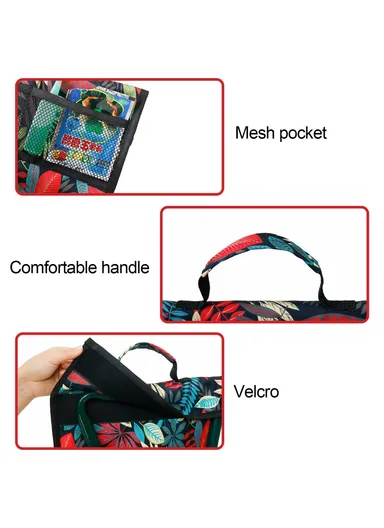 Portable Oxford Cloth Garden Kneeler Tool Bag For Knee Stool Gardening Tools Storage Pouch (L33 x W30)cm - Black