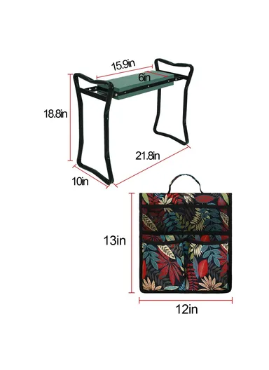 Portable Oxford Cloth Garden Kneeler Tool Bag For Knee Stool Gardening Tools Storage Pouch (L33 x W30)cm - Black