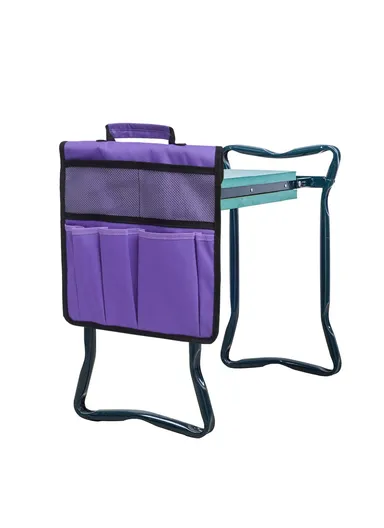 Portable Oxford Cloth Garden Kneeler Tool Bag for Knee Stool Gardening Tools Storage Pouch (L33 x W30)cm - Purple