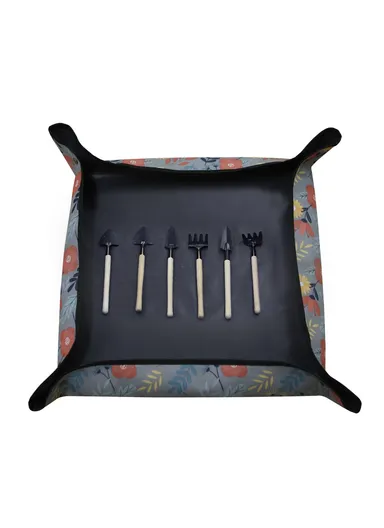 75x75cm Plant Transplanting Mat 600D PVC Oxford Cloth Waterproof Succulent Repotting Anti-dirty Mat - Flower / Grey