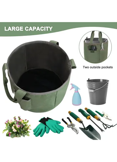 Portable Bucket Tool Organizer with Pockets Waterproof Garden Tool Bag, 30x29cm