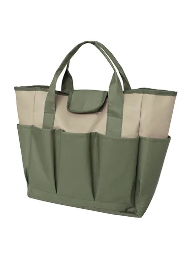Garden Tool Handbag Oxford Cloth 9 Pockets Gardening Tools Storage Bag - Army Green + Khaki