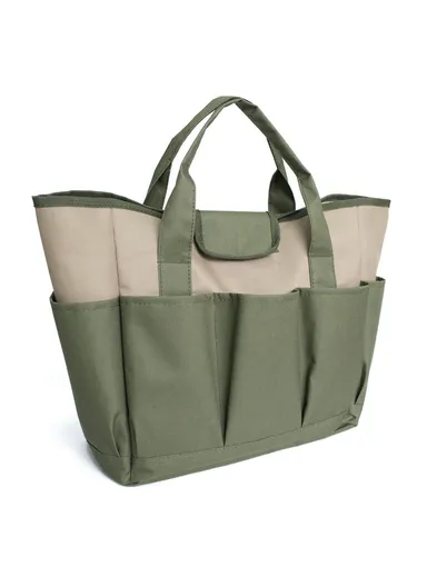 Garden Tool Handbag Oxford Cloth 9 Pockets Gardening Tools Storage Bag - Army Green + Khaki
