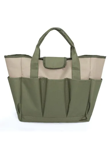 Garden Tool Handbag Oxford Cloth 9 Pockets Gardening Tools Storage Bag - Army Green + Khaki