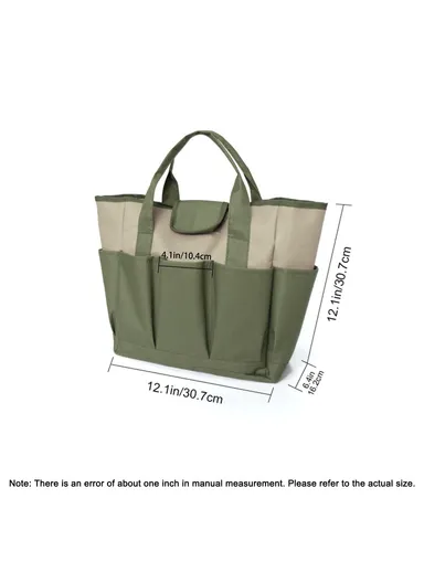 Garden Tool Handbag Oxford Cloth 9 Pockets Gardening Tools Storage Bag - Army Green + Khaki