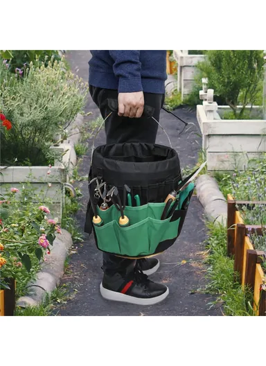 Oxford Cloth Garden Tool Storage Bag 42 Pockets Gardening Tools Bag - Green+Black