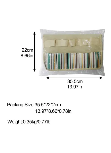 Multiple Pockets Oxford Cloth + PE Board Garden Hand Tools Tote Storage Bag - Stripes+Beige