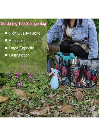Oxford Cloth Garden Tool Storage Handbag 9 Pockets Gardening Tools Bag - Green