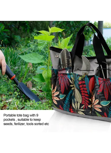 Oxford Cloth Garden Tool Storage Handbag 9 Pockets Gardening Tools Bag - Green