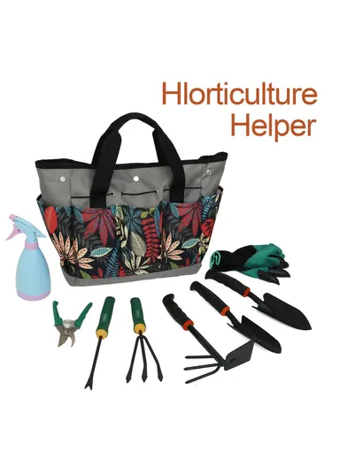 Oxford Cloth Garden Tool Storage Handbag 9 Pockets Gardening Tools Bag - Green
