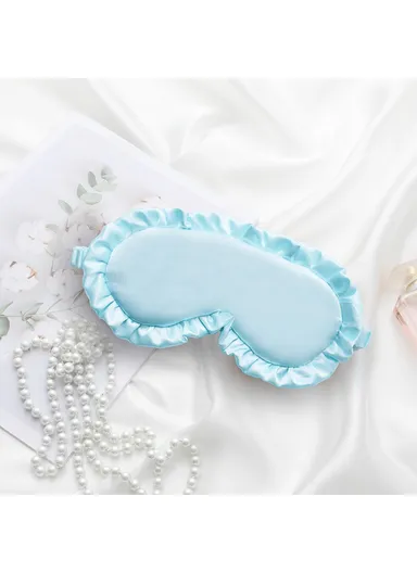 Ruffles Design Shading Eye Mask Travel Rest Nap Sleep Imitation Silk Shading Blindfold - Light Green