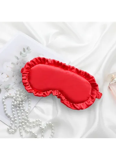 Ruffles Design Shading Eye Mask Travel Rest Nap Sleep Imitation Silk Shading Blindfold - Red