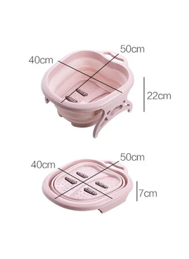 Foot Tub Foldable Spa Pedicure Bucket Massage Bath Soak Feet Tub - Pink