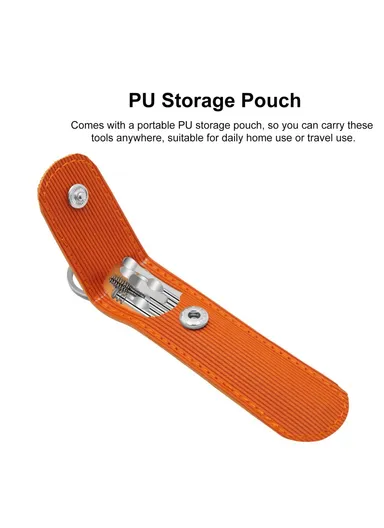 10Pcs/Set 360° Cleaning &amp; Massaging Ear Pick Earwax Removal Kit Stainless Steel Earpick Ear Spoon Cleaning Tool Set with Storage Pouch - Orange