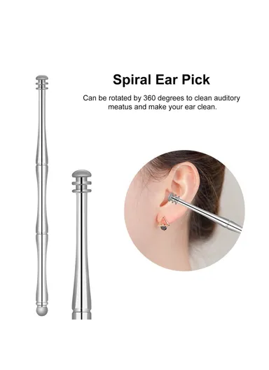 10Pcs/Set 360° Cleaning &amp; Massaging Ear Pick Earwax Removal Kit Stainless Steel Earpick Ear Spoon Cleaning Tool Set with Storage Pouch - Orange