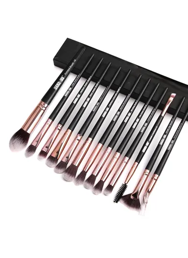 13Pcs Eye Makeup Brush Set for Eyeshadow Eyeliner &amp; Blending MAG5818 - Black-Rose Gold